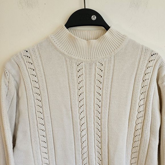 Vintage 90s Talbots cream textured pullover sweater in 100% cotton. In good... - Picture 3 of 9